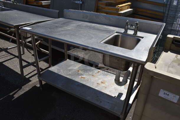 Stainless Steel Commercial Table w/ Sink Basin, Handles, Under Shelf, Back Splash and Right Side Splash Guard. 59x30x40. Bay 10x14x9 - Image 6 of 6
