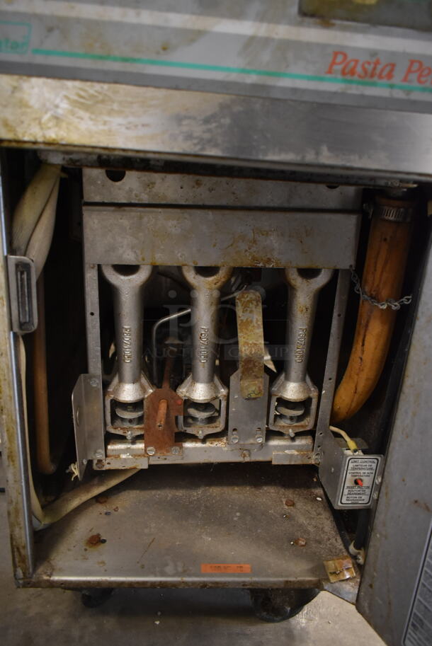 Pitco Frialator PG14DSS-HHLW Stainless Steel Commercial Floor Style Natural Gas Powered Pasta Cooker on Commercial Casters. 77,500 BTU. - Image 4 of 5