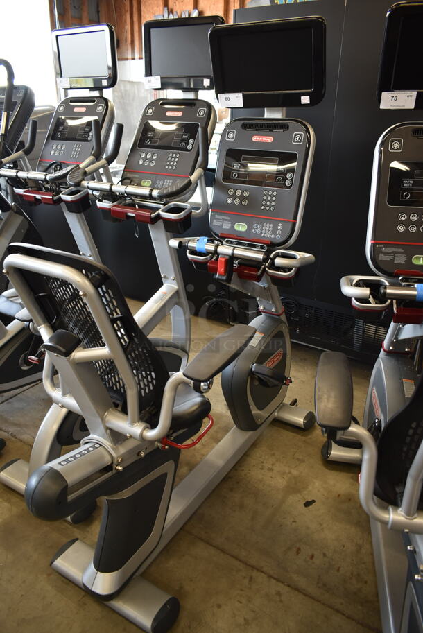 Star Trac Metal Commercial Floor Style Stationary Exercise Bicycle w/ Monitor and Heart Rate Handle Grip Monitors. Tested and Working! - Image 1 of 4