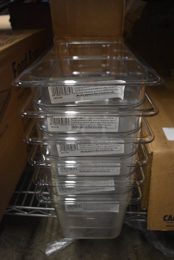 ALL ONE MONEY! Lot of 6 BRAND NEW IN BOX! Cambro Clear Poly 1/3 Size Drop In Bins! 1/3x6 - Image 1 of 4