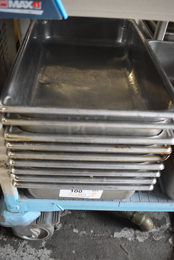 9 Stainless Steel Full Size Drop In Bins. 1/1x4. 9 Times Your Bid!