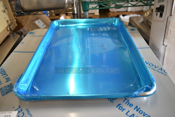 BRAND NEW SCRATCH AND DENT! Lot of 2 407BUNHALF Choice Half Size 13" x 18" 19 Gauge Wire in Rim Aluminum Bun / Sheet Pan and 2 247ALSPILL Vigor 6 5/16" Deep Full Size Aluminum Steam Table Spillage Pan - Image 3 of 6