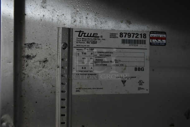 2016 True T-19F Stainless Steel Commercial Single Door Reach In Freezer w/ Poly Coated Racks. 115 Volts, 1 Phase. Tested and Working! - Image 5 of 5