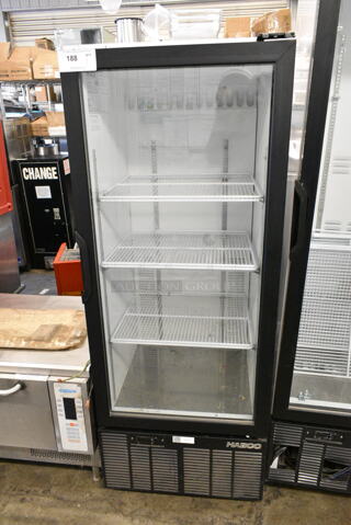 Habco SE12 Metal Commercial Single Door Reach In Cooler Merchandiser w/ Poly Coated Racks. 115 Volts, 1 Phase. Tested and Working!