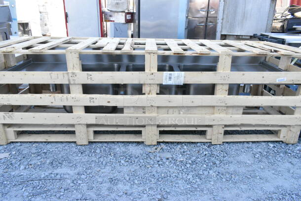 BRAND NEW! Elkay Stainless Steel Commercial 3 Bay Sink w/ Dual Drain Boards. No Legs.  - Image 3 of 6