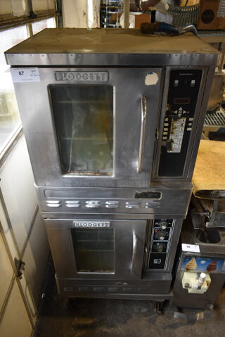 2 Blodgett Stainless Steel Commercial Natural Gas Powered Half Size Convection Oven w/  View Through Door, Metal Oven Racks on Commercial Casters. 2 Times Your Bid!