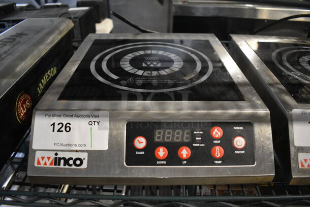 Winco Model EIC-400 Stainless Steel Commercial Countertop Single Burner Induction Range. 120 Volts, 1 Phase. 13x17x4