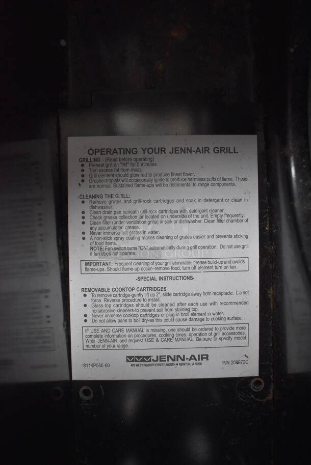 Jenn-Air Stainless Steel Electric Powered Drop In Grill. 120/240 Volts, 1 Phase. 30x22x24 - Image 7 of 7