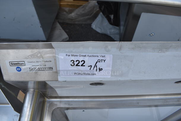 BRAND NEW SCRATCH AND DENT! Steelton 522CS11818N 23 1/2" 18-Gauge Stainless Steel One Compartment Commercial Sink without Drainboard - 18" x 18" x 12" Bowl. No Legs.  - Image 2 of 5