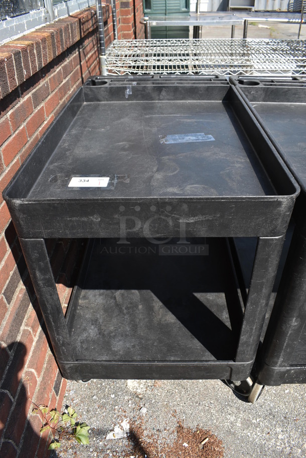 Black Poly 2 Tier Cart on Commercial Casters. 45x26x33
