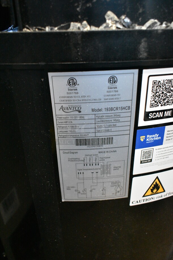 Avantco 193BCR15HCB Metal Commercial Black Circular Glass Refrigerated Display Case. See Pictures for Damage. 115 Volts, 1 Phase. Tested and Working! - Image 6 of 6