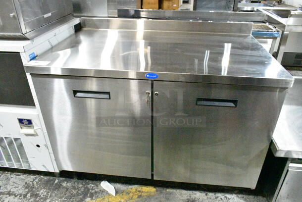 BRAND NEW! 2014 Randell 9302-7 Stainless Steel Commercial 2 Door Work Top Cooler on Commercial Casters. 115 Volts, 1 Phase. Tested and Powers On But Does Not Get Cold - Image 1 of 7