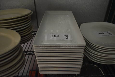 18 White Ceramic Long Plates. 15x7x0.5. 18 Times Your Bid! (kitchen)
