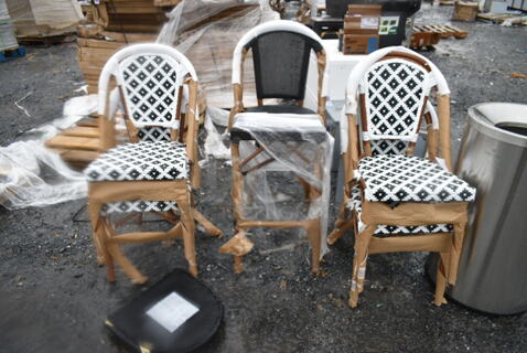 5 BRAND NEW SCRATCH AND DENT! Items Including 4 Lancaster Table & Seating 427CSRTBSBWB Bistro Series Black and White Birdseye Weave Rattan Outdoor Side Chair and Lancaster Table & Seating 427BARTBSBWB Bistro Series Black and White Birdseye Weave Rattan Outdoor Arm Barstool. 5 Times Your Bid! 