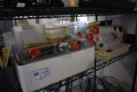 ALL ONE MONEY! Tier Lot of Various Items Including Poly Bins and Condiment Bottles