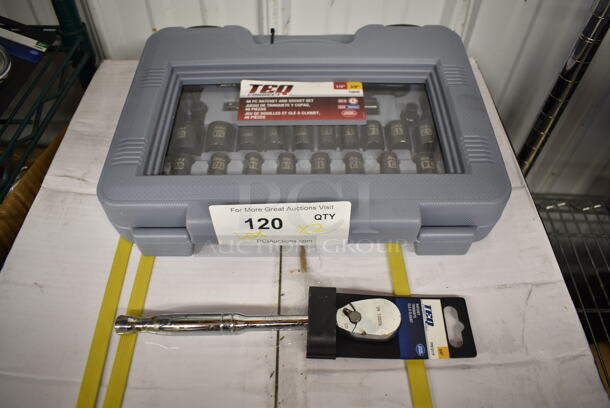 2 BRAND NEW! Items; TEQ 48 PC Ratchet and Socket Set and Ratchet. 2 Times Your Bid! - Image 1 of 6