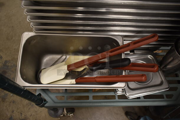 ALL ONE MONEY! Lot of Various Items Including Stainless Steel 1/3 Size Drop In Bin, 1/6 Size Drop In Bin Lids, Metal Mixing Cups and Utensils - Image 2 of 5