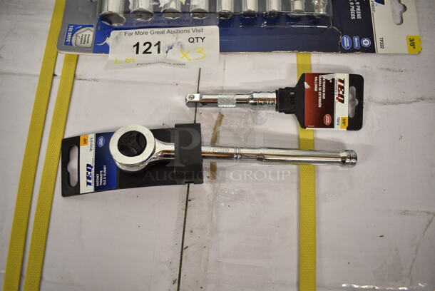 3 BRAND NEW! Items; TEQ Ratchet, TEQ Extension Bar and TEQ 9 Piece Socket Set. 3 Times Your Bid! - Image 3 of 8