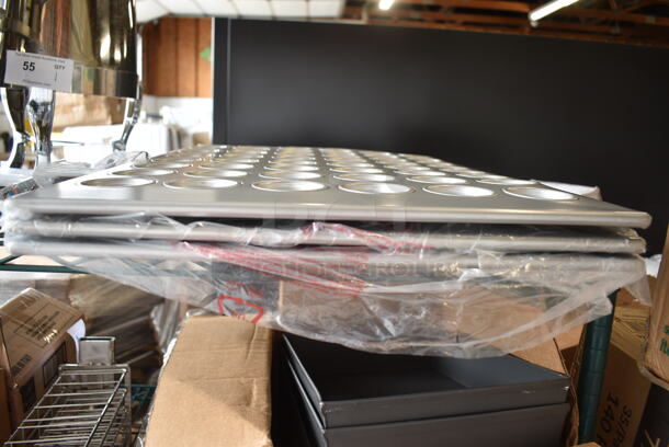 3 BRAND NEW SCRATCH AND DENT! 176MUF48C2OZ Baker's Lane 48 Cup 2.1 oz. Glazed Aluminized Steel Mini Muffin / Cupcake Pan - 26" x 18". 3 Times Your Bid! - Image 3 of 4