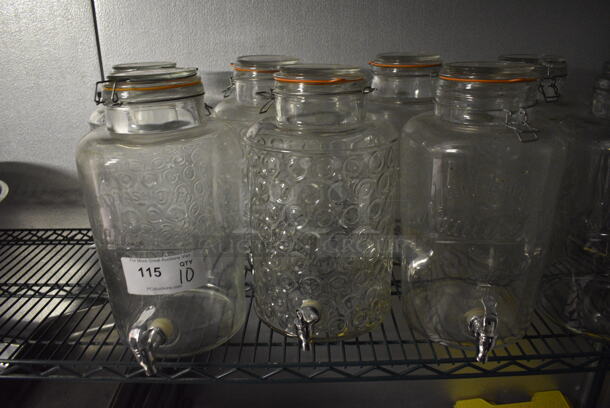 10 Glass Beverage Jar Dispensers. Missing 2 Lids. 8x10x15. 10 Times Your Bid! (kitchen) - Image 2 of 5