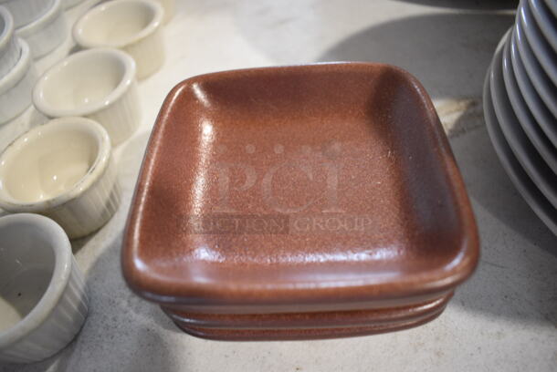 5 Brown Ceramic Plates. 4x4x1. 5 Times Your Bid!