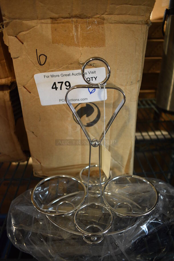 6 BRAND NEW IN BOX! Metal Countertop Condiment Bottle Holders. 8x6x10