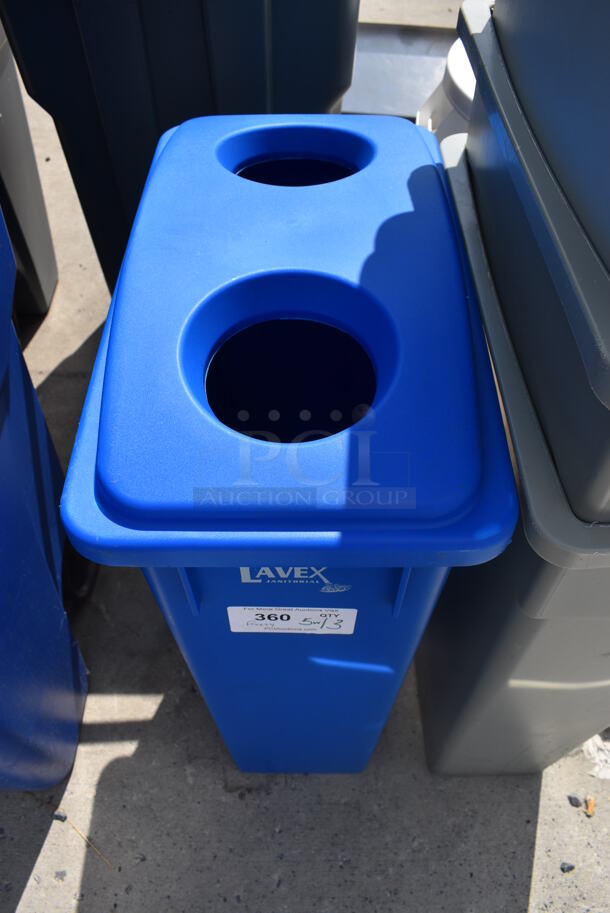 5 Poly Slim Jim Trash Cans w/ 3 Lids. 11x20x30. 5 Times Your Bid! - Image 4 of 4