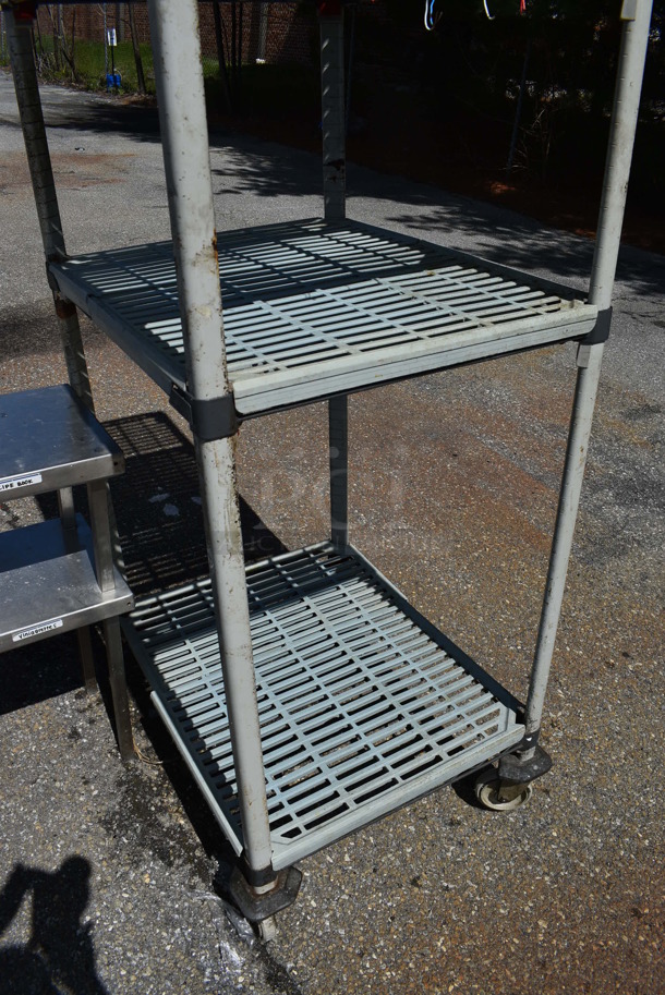 Metro Poly and Metal 4 Tier Shelving Unit on Commercial Casters. Missing Caster. BUYER MUST DISMANTLE. PCI CANNOT DISMANTLE FOR SHIPPING. PLEASE CONSIDER FREIGHT CHARGES. 29.5x24x80 - Image 4 of 4