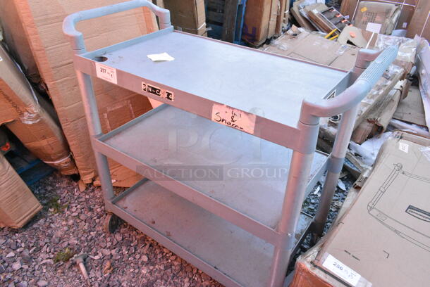 Gray Poly 3 Tier Cart on Commercial Casters.  - Image 2 of 3