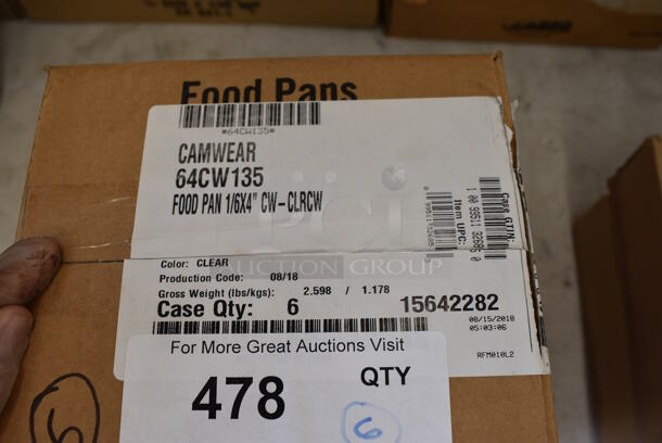 ALL ONE MONEY! Lot of 6 BRAND NEW IN BOX! Cambro Poly Clear 1/6 Size Drop In Bins. 1/6x4 - Image 3 of 3