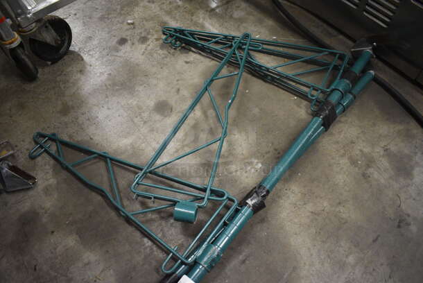 ALL ONE MONEY! Lot of 2 Green Finish Poles w/ 2 Brackets on Each. 21x2x34 - Image 2 of 2