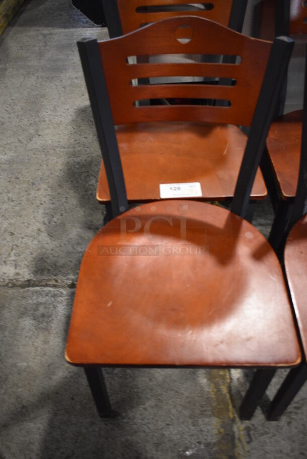 7 Wooden Dining Chairs w/ Black Metal Frame. Stock Picture - Cosmetic Condition May Vary. 17x17x33. 7 Times Your Bid! - Image 2 of 5