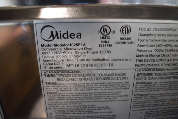 Midea 1025F1A Stainless Steel Commercial Countertop Microwave Oven. 120 Volts, 1 Phase. 20x15x12 - Image 7 of 7