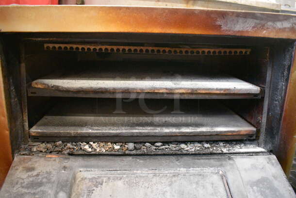 Baker's Pride Model P-44S Stainless Steel Commercial Electric Powered Double Deck Pizza Oven w/ 2 Cooking Stones and 2 Broken Cooking Stones on Commercial Casters. 115/208 Volts. 26.5x29x35 - Image 4 of 10