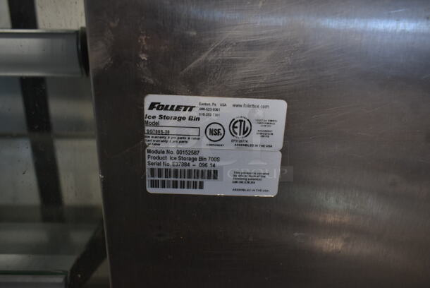 Manitowoc QD0453W Stainless Steel Commercial Ice Machine Head on Follett SG700S-30 Commercial Ice Bin. 115 Volts, 1 Phase.  - Image 7 of 8