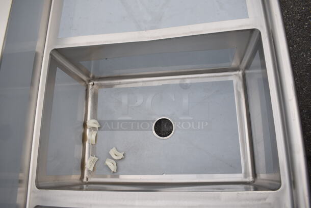 BRAND NEW SCRATCH AND DENT! Regency 600S32030230 124" 16-Gauge Stainless Steel Three Compartment Commercial Sink with 2 Drainboards - 20" x 30" x 14" Bowls. No Legs. - Image 4 of 8