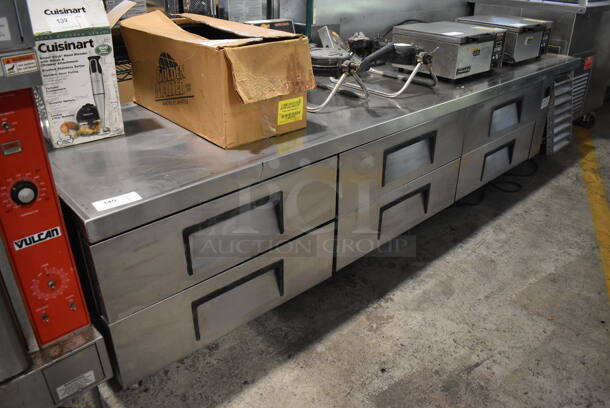 True TRCB-110 Stainless Steel Commercial 6 Drawer Chef Base on Commercial Casters. 115 Volts, 1 Phase. 110x31x25. Tested and Working!