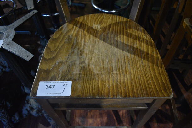 Wooden Bar Height Chair w/ Vertical Back Rest Bars. 17x17x45. (lounge) - Image 4 of 4