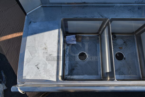 BRAND NEW SCRATCH AND DENT! Regency 600DDTS384RT Stainless Steel Commercial 3 Bay Right Side Dirty Side Dishwasher Table w/ Right Side Drain Board. No Legs. Bays 16x20. Drain Board 22.5x26.5 - Image 3 of 6