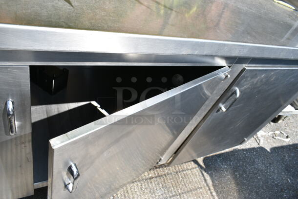 Stainless Steel Counter w/ 3 Doors and Back Splash.  - Image 4 of 8