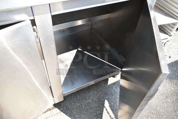 Stainless Steel Counter w/ 3 Doors and Back Splash.  - Image 5 of 8