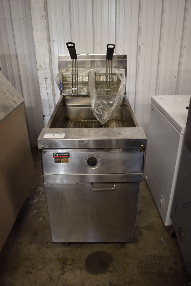 Frymaster MJCFSD Commercial Stainless Steel Natural Gas Fryer With 2 Fry Baskets On Galvanized Legs. 150,000 BTU. - Image 1 of 6