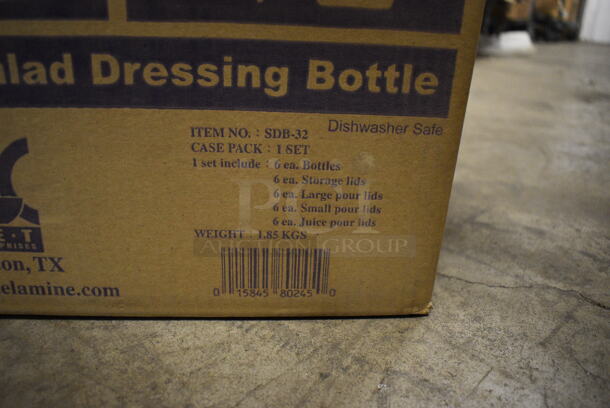 ALL ONE MONEY! Lot of 6 BRAND NEW IN BOX! Salad Dressing Bottles w/ Pourer Lids. 3.5x3.5x11 - Image 5 of 6