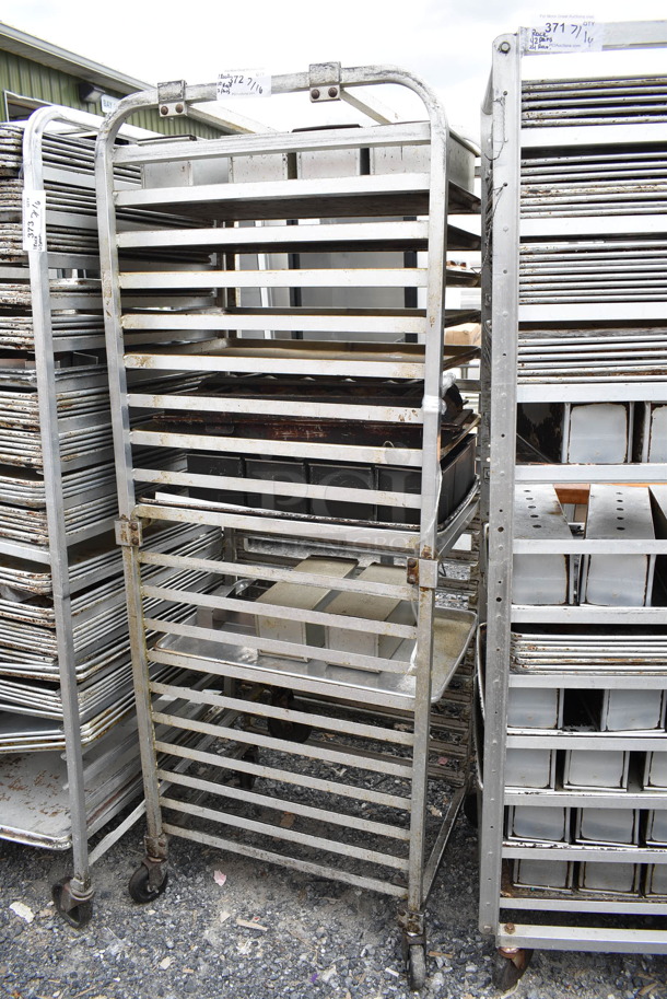 Metal Commercial Pan Transport Rack on Commercial Casters w/ 2 Metal Pans and 10 Long Pans - Image 1 of 7