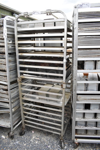 Metal Commercial Pan Transport Rack on Commercial Casters w/ 2 Metal Pans and 10 Long Pans