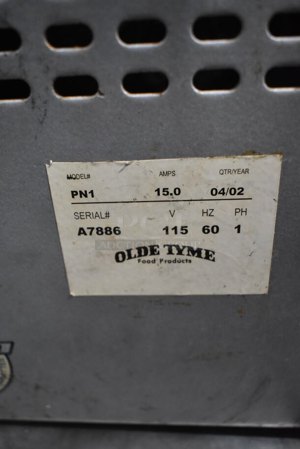 2 Olde Tyme PN1/PN2 Stainless Steel Commercial Countertop Nut Grinder Base. 115 Volts, 1 Phase. 2 Times Your Bid! One is Tested and Working! One Cannot Test Due To Plug Style - Image 3 of 5