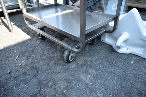 Stainless Steel Ice Buffet Merchandiser on Metal 2 Tier Cart w/ Commercial Casters.  - Image 3 of 6