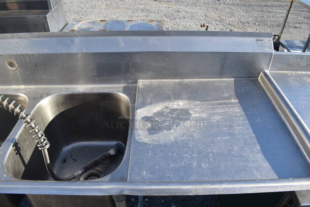 Eagle Stainless Steel Commercial 3 Bay Sink w/ Dual Drain Boards, Faucet, Handles and Spray Nozzle Attachment. 102x27x45. Bays 16x19x13. Drain Boards 22x22.5 - Image 3 of 7