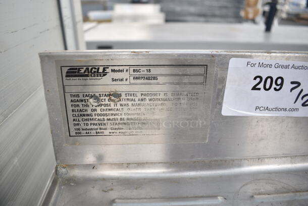Eagle BSC-18 Stainless Steel Commercial 3 Bay Back Bar Sink w. Dual Drain Boards.  - Image 8 of 8