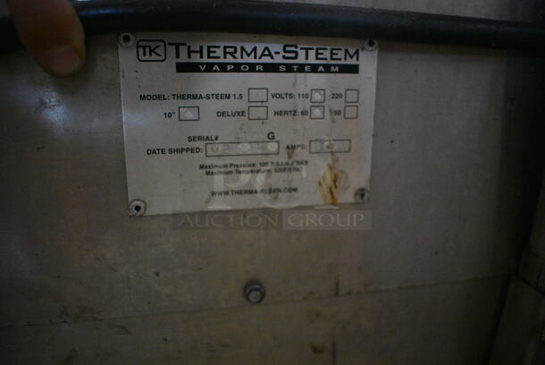 Therma-steem Therma-steem 1.5 Stainless Steel Commercial Vapor Steam Steamer. 110 Volts, 1 Phase. 22x16x43. Cannot Test - Unit Trips Breaker - Image 7 of 7